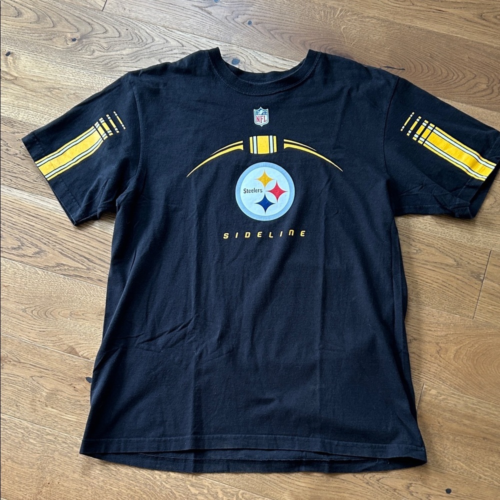 Mens Black Steelers Short Sleeve Sideline Tee